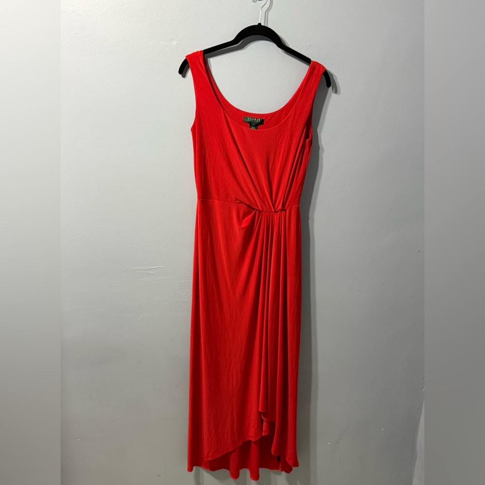 Ralph Lauren Vibrant Red High Low Jersey Dress Women’s Dress Size 4
